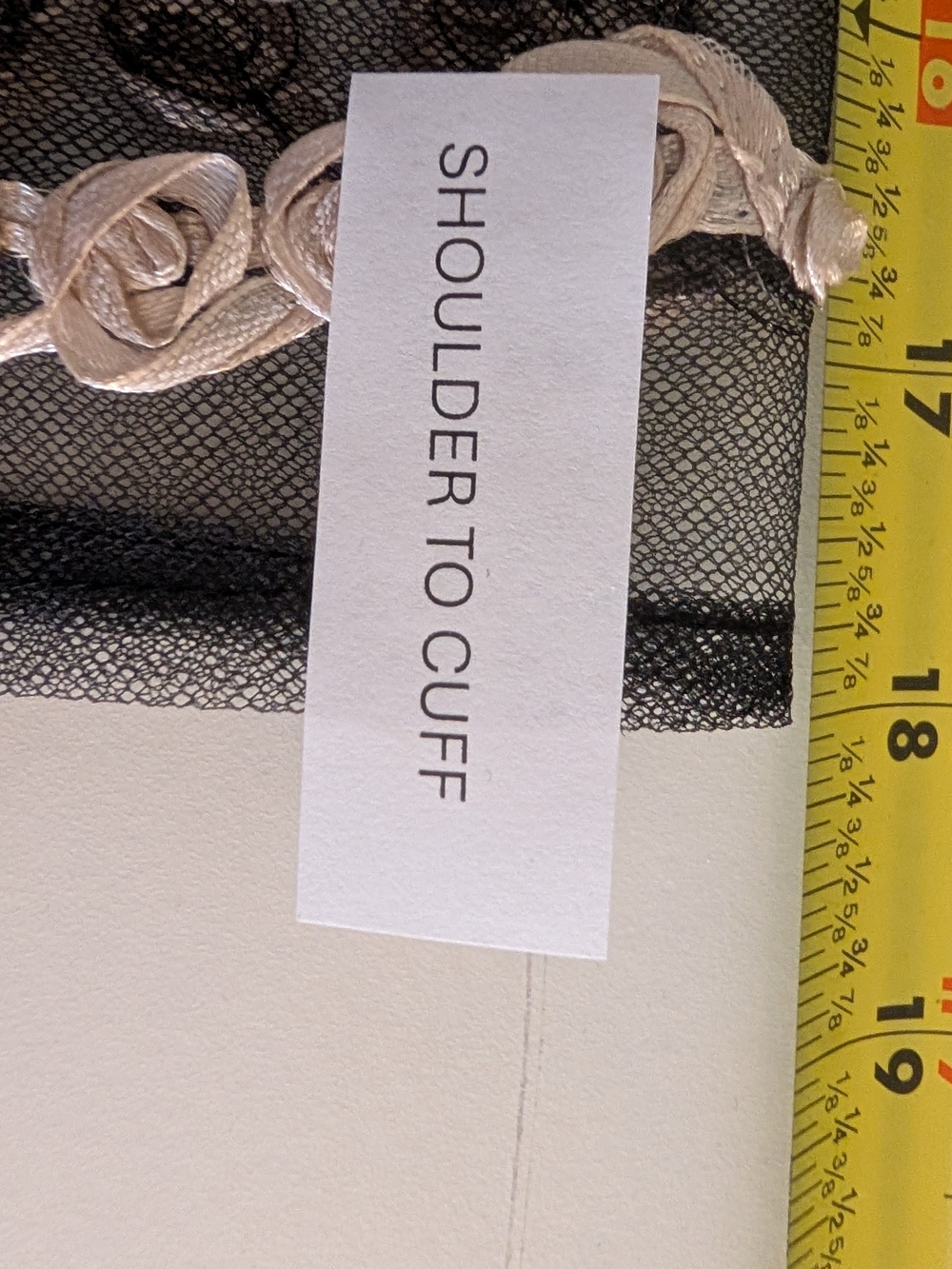R&M Richards Black Sheer Jacket with Champagne Floral Embroidery - Picture 10 of 10